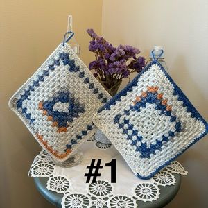 NEW handmade crochet dishcloth set of 2 about 7.75 inches square